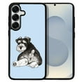 thumbnail image 1 of WIRESTER Shockproof Soft Rubber Cover Case for Samsung Galaxy S25 6.2" 2025, Schnauzer Dog Butt Looking Back On Light Blue Background, 1 of 5