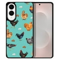 thumbnail image 1 of WIRESTER Shockproof Soft Rubber Cover Case for Samsung Galaxy S25 Edge 6.7 inch 2025, Barnyard Chicken Roosters Teal Background, 1 of 5