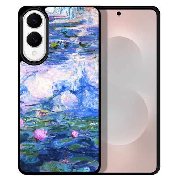 WIRESTER Shockproof Soft Rubber Cover Case for Samsung Galaxy S25 Edge 6.7 inch 2025, Claude Monet Water Lilies