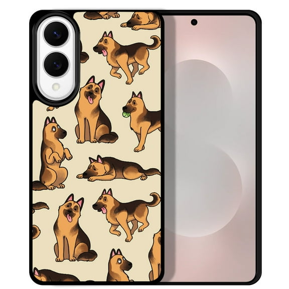 WIRESTER Shockproof Soft Rubber Cover Case for Samsung Galaxy S25 Edge 6.7 inch 2025, German Shepherd Funny Playful Postures