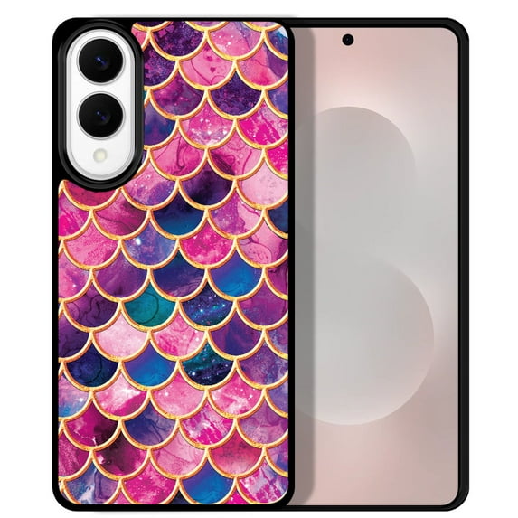 WIRESTER Shockproof Soft Rubber Cover Case for Samsung Galaxy S25 Edge 6.7 inch 2025, Pink Mermaid Scales