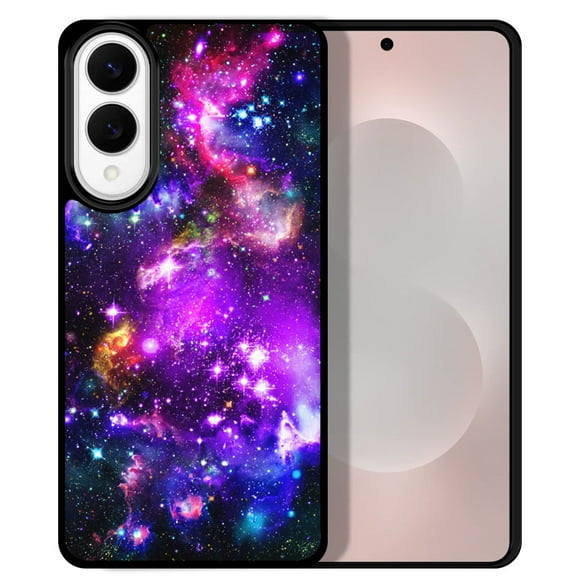 WIRESTER Shockproof Soft Rubber Cover Case for Samsung Galaxy S25 Edge 6.7 inch 2025, Purple Nebula Galaxy