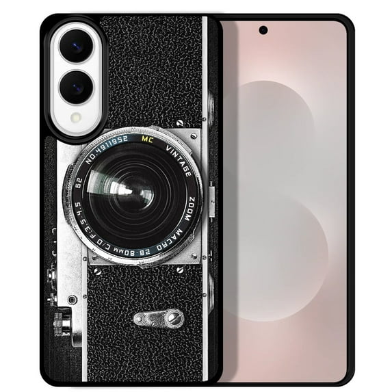 WIRESTER Shockproof Soft Rubber Cover Case for Samsung Galaxy S25 Edge 6.7 inch 2025, Retro Vintage Camera Zoom