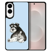 WIRESTER Shockproof Soft Rubber Cover Case for Samsung Galaxy S25 Edge 6.7 inch 2025, Schnauzer Dog Butt Looking Back On Light Blue Background