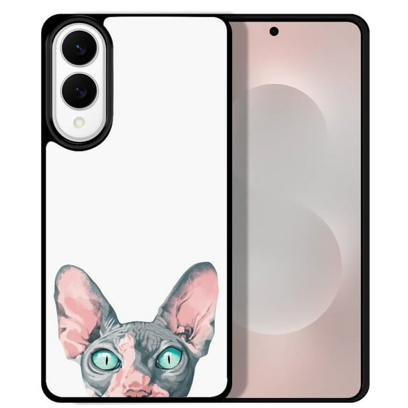 WIRESTER Shockproof Soft Rubber Cover Case for Samsung Galaxy S25 Edge 6.7 inch 2025, Sphynx Kitten Cat