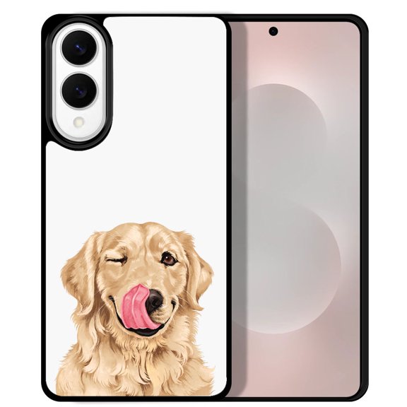 WIRESTER Shockproof Soft Rubber Cover Case for Samsung Galaxy S25 Edge 6.7 inch 2025, Winking Golden Retriever Dog