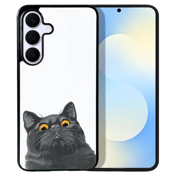 WIRESTER Shockproof Soft Rubber Cover Case for Samsung Galaxy S25 FE 5G 6.7" 2025, Black Bombay Kitten Cat