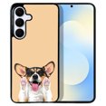 thumbnail image 1 of WIRESTER Shockproof Soft Rubber Cover Case for Samsung Galaxy S25 FE 5G 6.7" 2025, Black Tan Pembroke Welsh Corgi Dog On Sunset Background, 1 of 5