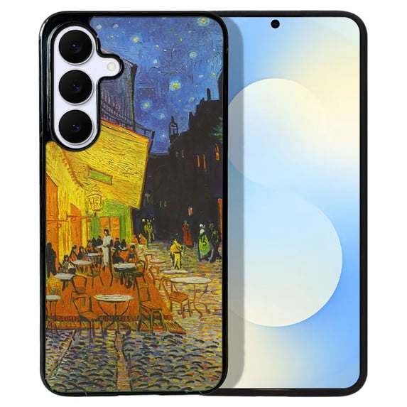 WIRESTER Shockproof Soft Rubber Cover Case for Samsung Galaxy S25 FE 5G 6.7" 2025, Cafe Terrace At Night Van Gogh