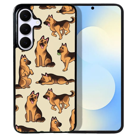 WIRESTER Shockproof Soft Rubber Cover Case for Samsung Galaxy S25 FE 5G 6.7" 2025, German Shepherd Funny Playful Postures