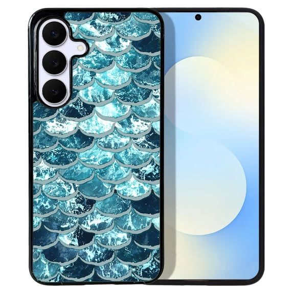 WIRESTER Shockproof Soft Rubber Cover Case for Samsung Galaxy S25 FE 5G 6.7" 2025, Mermaid Scales Blue Wave