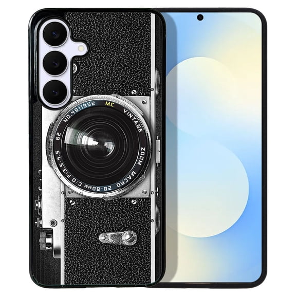 WIRESTER Shockproof Soft Rubber Cover Case for Samsung Galaxy S25 FE 5G 6.7" 2025, Retro Vintage Camera Zoom