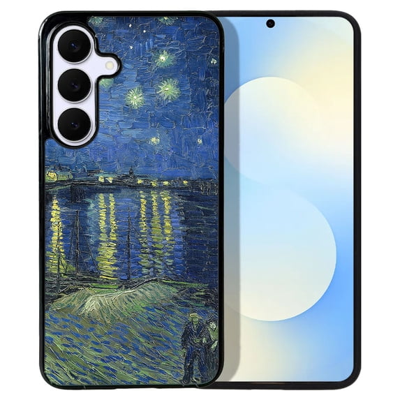 WIRESTER Shockproof Soft Rubber Cover Case for Samsung Galaxy S25 FE 5G 6.7" 2025, Starry Night Over The Rhone