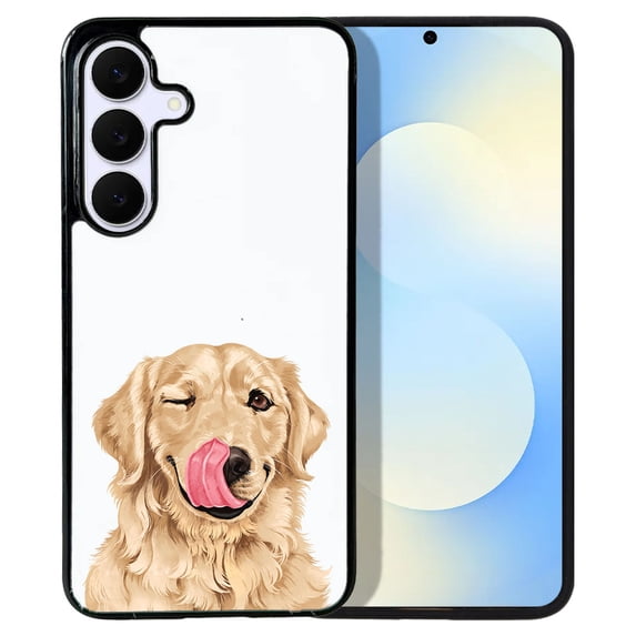 WIRESTER Shockproof Soft Rubber Cover Case for Samsung Galaxy S25 FE 5G 6.7" 2025, Winking Golden Retriever Dog