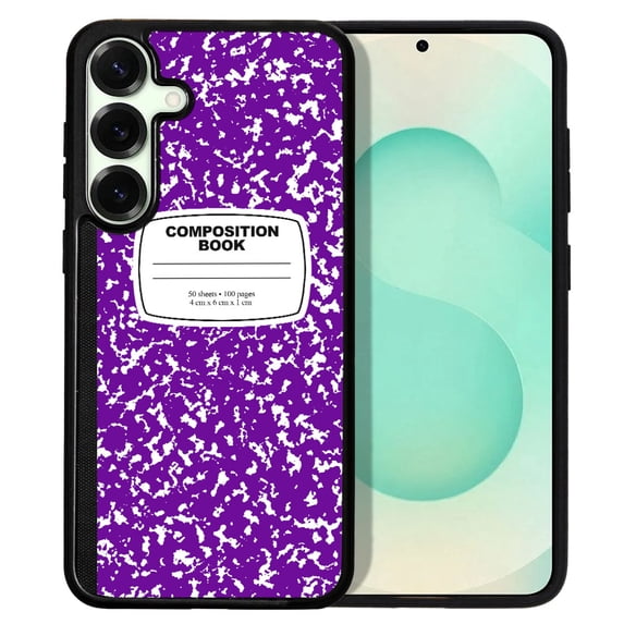 WIRESTER Shockproof Soft Rubber Cover Case for Samsung Galaxy S25+ / S25 Plus 6.7" 2025, Purple Composition Book
