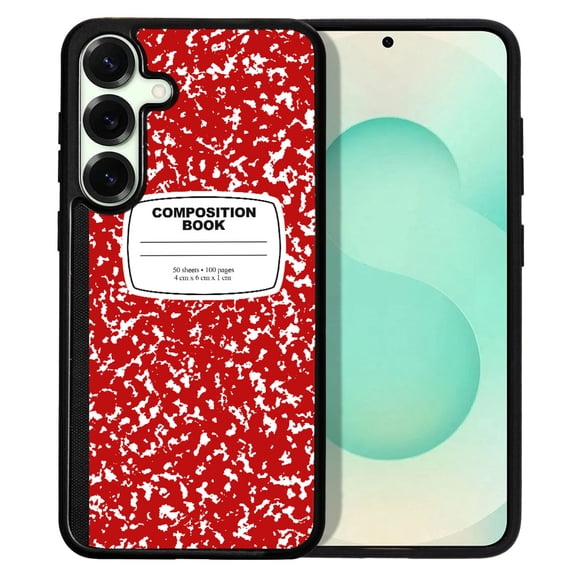 WIRESTER Shockproof Soft Rubber Cover Case for Samsung Galaxy S25+ / S25 Plus 6.7" 2025, Red Composition Book