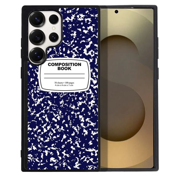 WIRESTER Shockproof Soft Rubber Cover Case for Samsung Galaxy S25 Ultra 6.8" 2025, Blue Composition Book