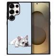 thumbnail image 1 of WIRESTER Shockproof Soft Rubber Cover Case for Samsung Galaxy S25 Ultra 6.8" 2025, French Bulldog Dog Lying Down Looking Up On Pale Aqua Background, 1 of 5