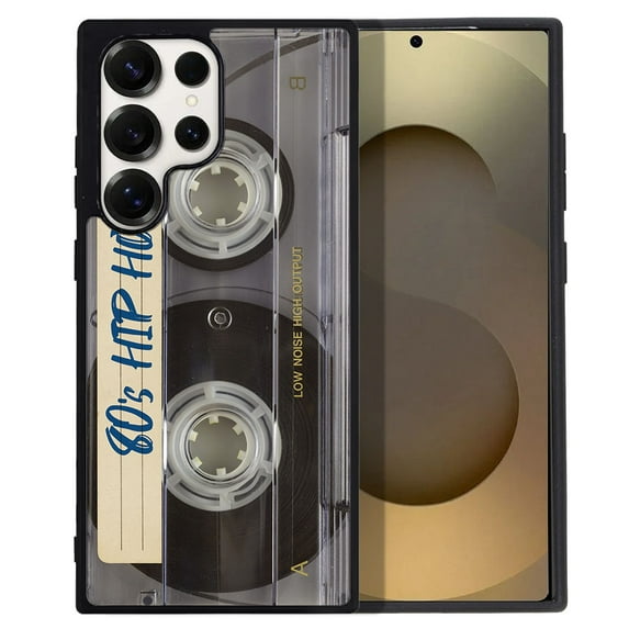 WIRESTER Shockproof Soft Rubber Cover Case for Samsung Galaxy S25 Ultra 6.8" 2025, Retro Clear Cassette Tape Hip Hop