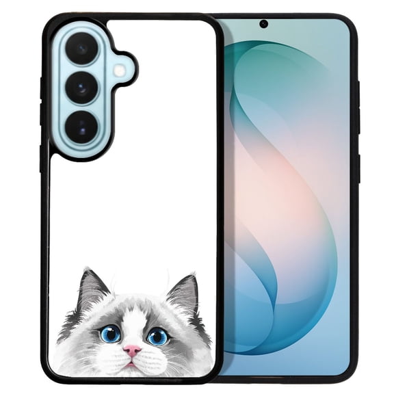 WIRESTER Shockproof Soft Rubber Cover Case for Samsung Galaxy S26 6.3" 2026, Animal White Silver Point Ragdoll Cat
