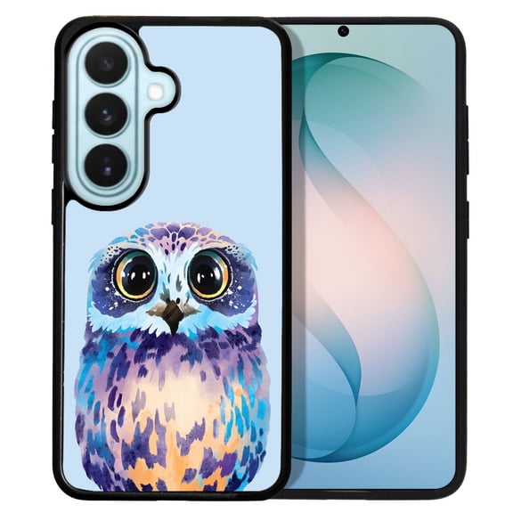 WIRESTER Shockproof Soft Rubber Cover Case for Samsung Galaxy S26 6.3" 2026, Blue Owl On Light Blue Background