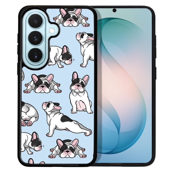 WIRESTER Shockproof Soft Rubber Cover Case for Samsung Galaxy S26 6.3" 2026, French Bulldog Funny Playful Postures On Light Blue Background