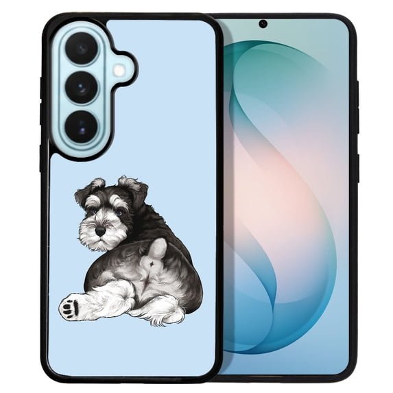 WIRESTER Shockproof Soft Rubber Cover Case for Samsung Galaxy S26 6.3" 2026, Schnauzer Dog Butt Looking Back On Light Blue Background