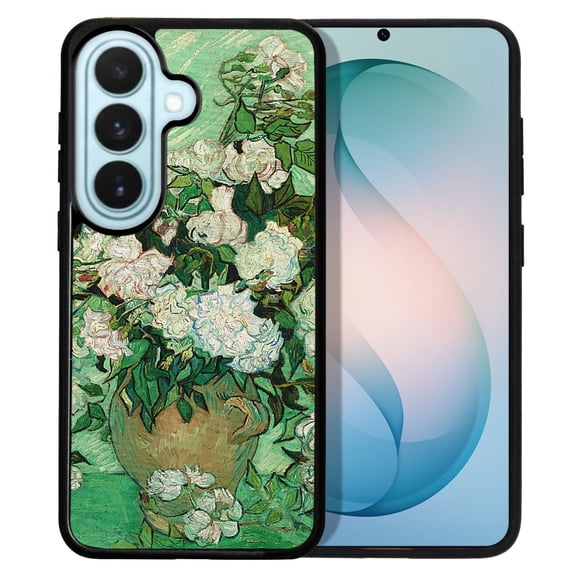 WIRESTER Shockproof Soft Rubber Cover Case for Samsung Galaxy S26 6.3" 2026, Vase With Pink Roses By Vincent Van Gogh
