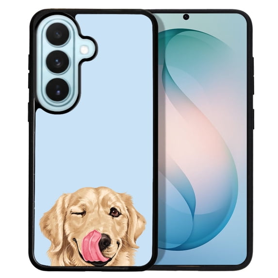 WIRESTER Shockproof Soft Rubber Cover Case for Samsung Galaxy S26+ / S26 Plus 6.7" 2026, Animal Winking Golden Retriever On Light Blue Background
