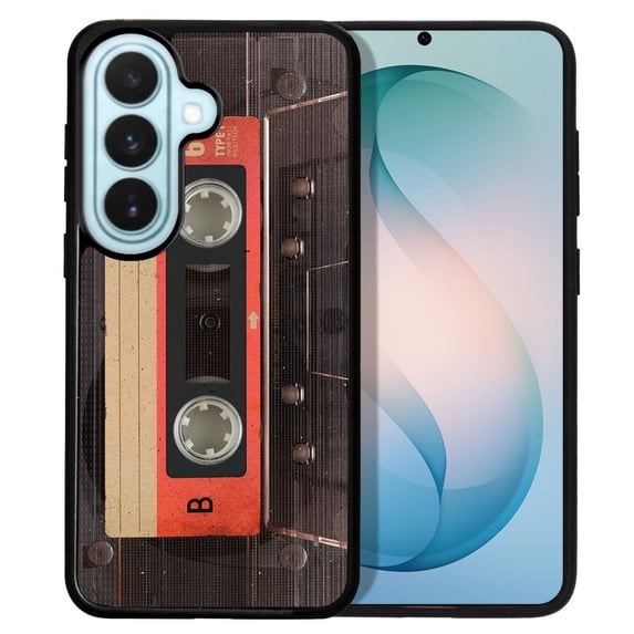WIRESTER Shockproof Soft Rubber Cover Case for Samsung Galaxy S26+ / S26 Plus 6.7" 2026, Red Vintage Cassette Tape