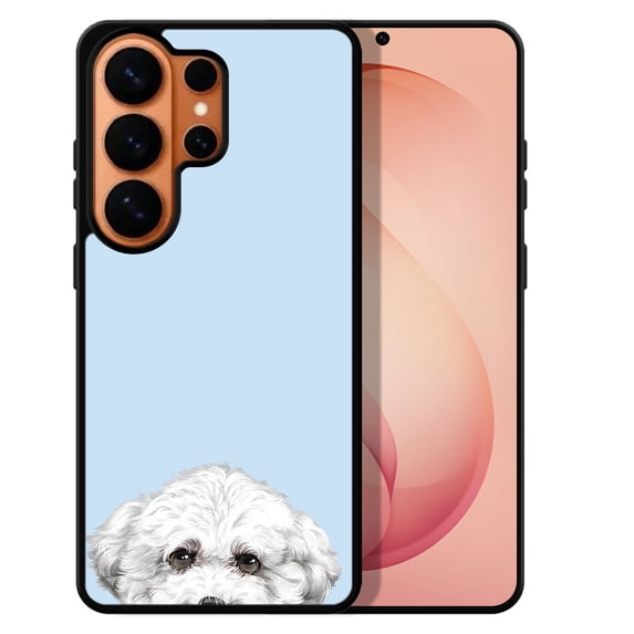 WIRESTER Shockproof Soft Rubber Cover Case for Samsung Galaxy S26 Ultra 6.9" 2026, Animal Bichon Frise Dog On Light Blue Background