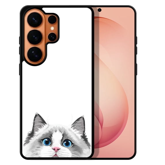 WIRESTER Shockproof Soft Rubber Cover Case for Samsung Galaxy S26 Ultra 6.9" 2026, Animal White Silver Point Ragdoll Cat