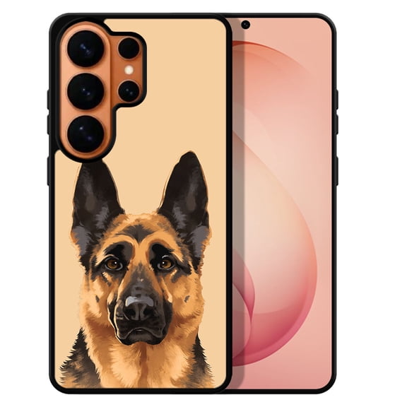 WIRESTER Shockproof Soft Rubber Cover Case for Samsung Galaxy S26 Ultra 6.9" 2026, Black Tan German Shepherd Dog On Sunset Background
