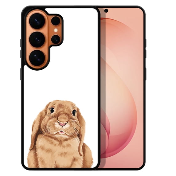 WIRESTER Shockproof Soft Rubber Cover Case for Samsung Galaxy S26 Ultra 6.9" 2026, Floppy Ears Brown Bunny Rabbit