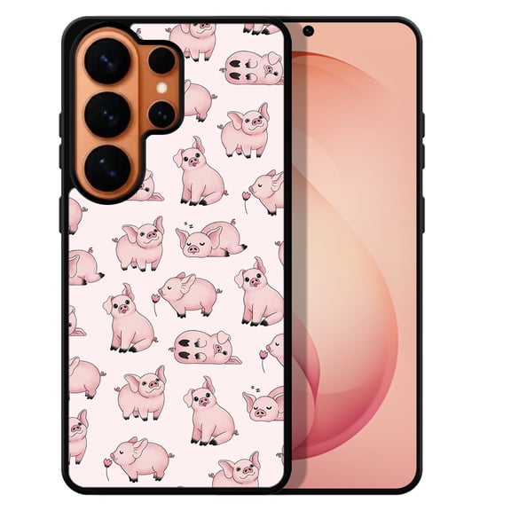 WIRESTER Shockproof Soft Rubber Cover Case for Samsung Galaxy S26 Ultra 6.9" 2026, Pig Funny Playful Postures