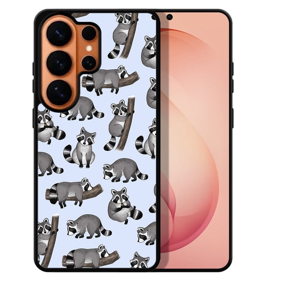 WIRESTER Shockproof Soft Rubber Cover Case for Samsung Galaxy S26 Ultra 6.9" 2026, Raccoon Funny Playful Postures
