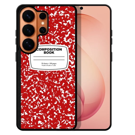 WIRESTER Shockproof Soft Rubber Cover Case for Samsung Galaxy S26 Ultra 6.9" 2026, Red Composition Book