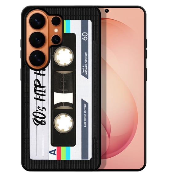 WIRESTER Shockproof Soft Rubber Cover Case for Samsung Galaxy S26 Ultra 6.9" 2026, Retro Black Cassette Tape Hip Hop