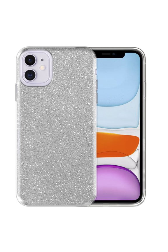 WIRESTER Silver Glitter Case, Sparkle Bling TPU Cover for Apple iPhone 11 6.1" 2019, Silver