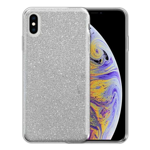 WIRESTER Silver Glitter Case, Sparkle Bling TPU Cover for Apple iPhone XS Max 6.5"