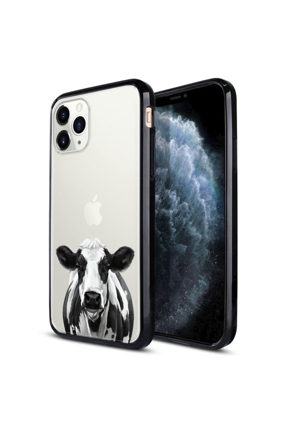 Slim TPU Bumper + Clear Hard Back Cover for Apple iPhone 11 Pro Max 6.5" 2019 (NOT FIT Apple iPhone Pro 5.8 inch or Apple iPhone 11 6.1 inch), Black Spot Cow