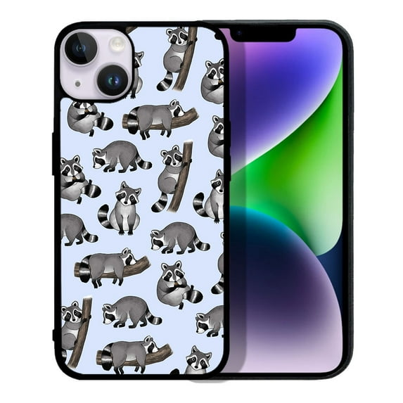 WIRESTER Soft Rubber Protector Cover Case for Apple iPhone 14 Plus 6.7" 2022, Raccoon Funny Playful Postures