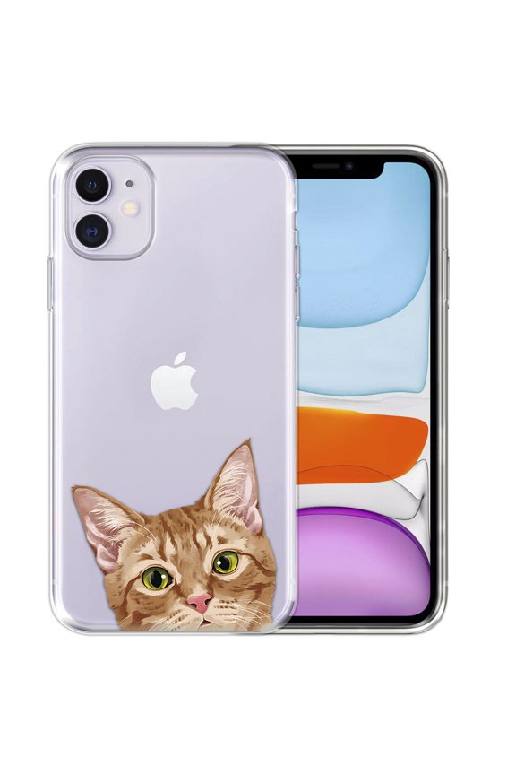 Soft TPU Clear Case Slim Protective Cover for Apple iPhone 11 6.1" 2019, Orange Tabby Kitten Cat