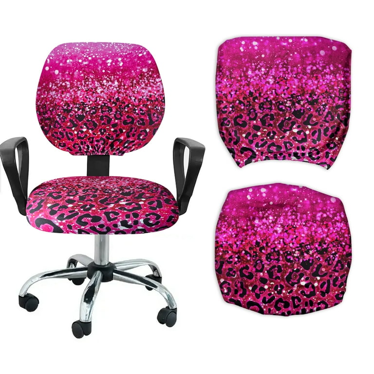 WIRESTER Split Computer Office Chair Cover Desk Rotating Chair Slipcover Protector for Universal Rotating Chair Seat Cover Backrest Cover Hot Pink Glitter Sparkle Black Pink Glitter Leopard Walmart ...