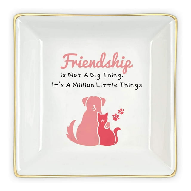 WIRESTER Square Ceramic Trinket Tray, Friendship Is Not A Big Thing It's A Million Little Things