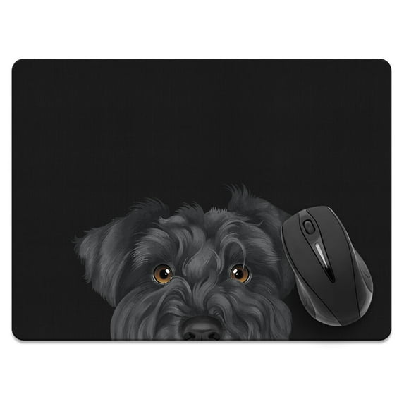 WIRESTER 13.77x10.23 in Rectangle Mouse Pad with Non-Slip Rubber Base for Computers, Laptop, Office & Home - Animal Black Miniature Schnauzer Dog