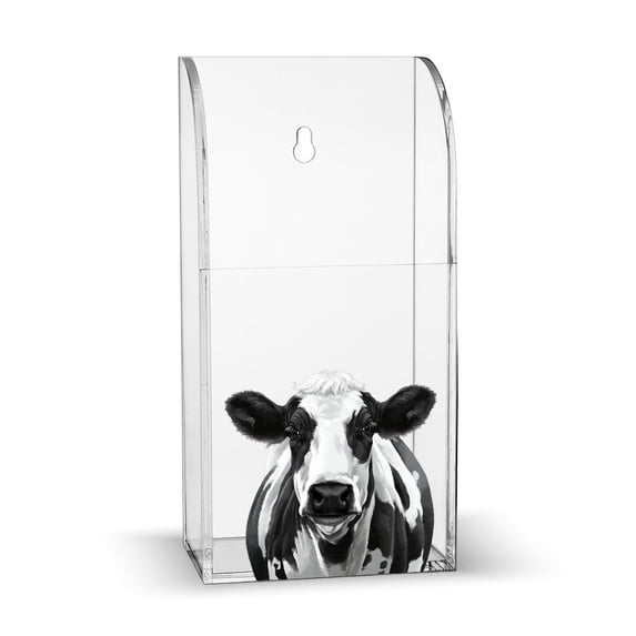 WIRESTER TV Air Conditioner Wall Mount Remote Control Holder Clear Acrylic Media Organizer Storage Box (Single Grid) - Black Spot Cow