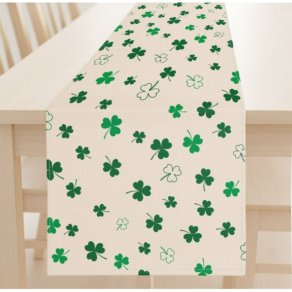 WIRESTER Table Runner 13x72 Inch Cute Holiday & Anniversary Decoration for Kitchen, Dining Table, or Home Party - Shamrock Clover Pattern