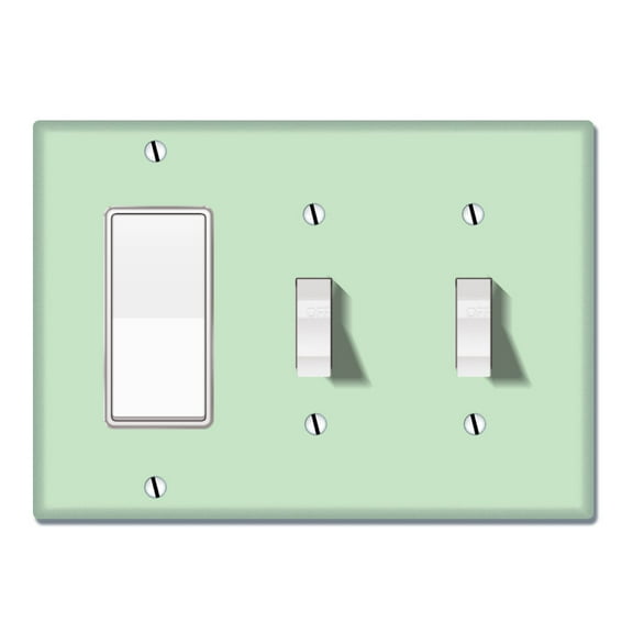 WIRESTER Triple 1-Gang Decorator Light Switch and 2-Gang Toggle Wall Plate/Switch Plate Cover, Solid Mint Green