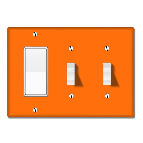 WIRESTER Triple 1-Gang Decorator Light Switch and 2-Gang Toggle Wall Plate/Switch Plate Cover, Solid Orange
